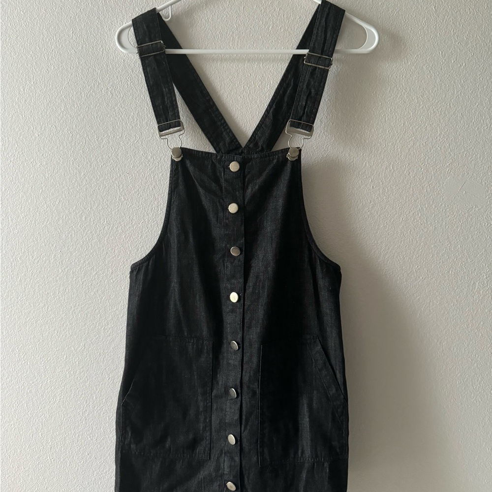 Black Denim Overall Dress